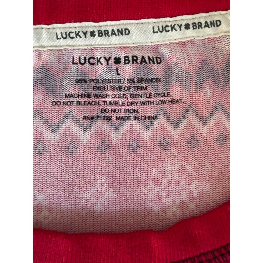 Lucky Brand Womens Red Winter Snow Pajama Set Long Sleeve Top Leggings Size L - Picture 9 of 10